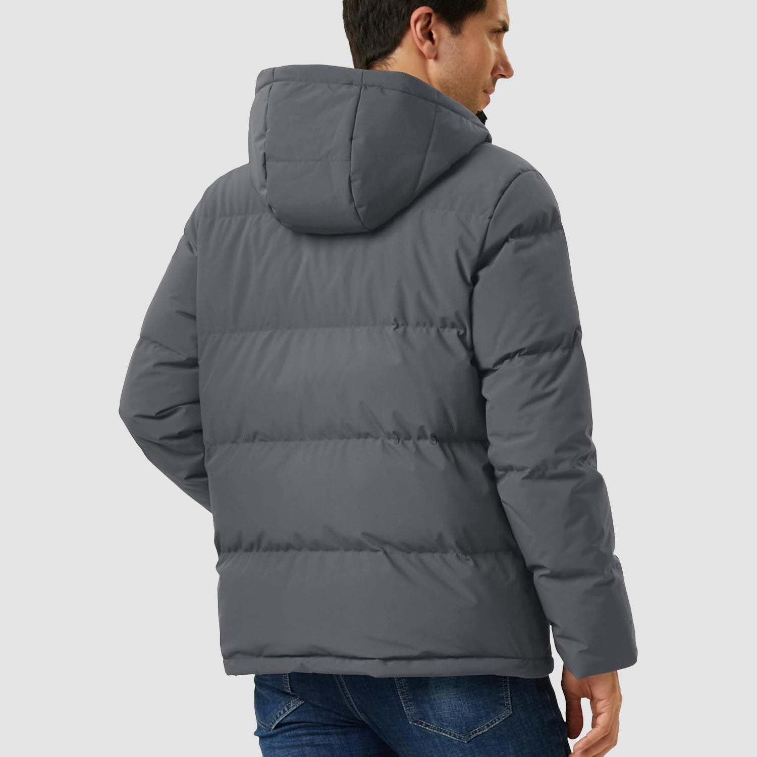 Men's Hooded Down Puffer Jacket, Water-Resistant & Windproof