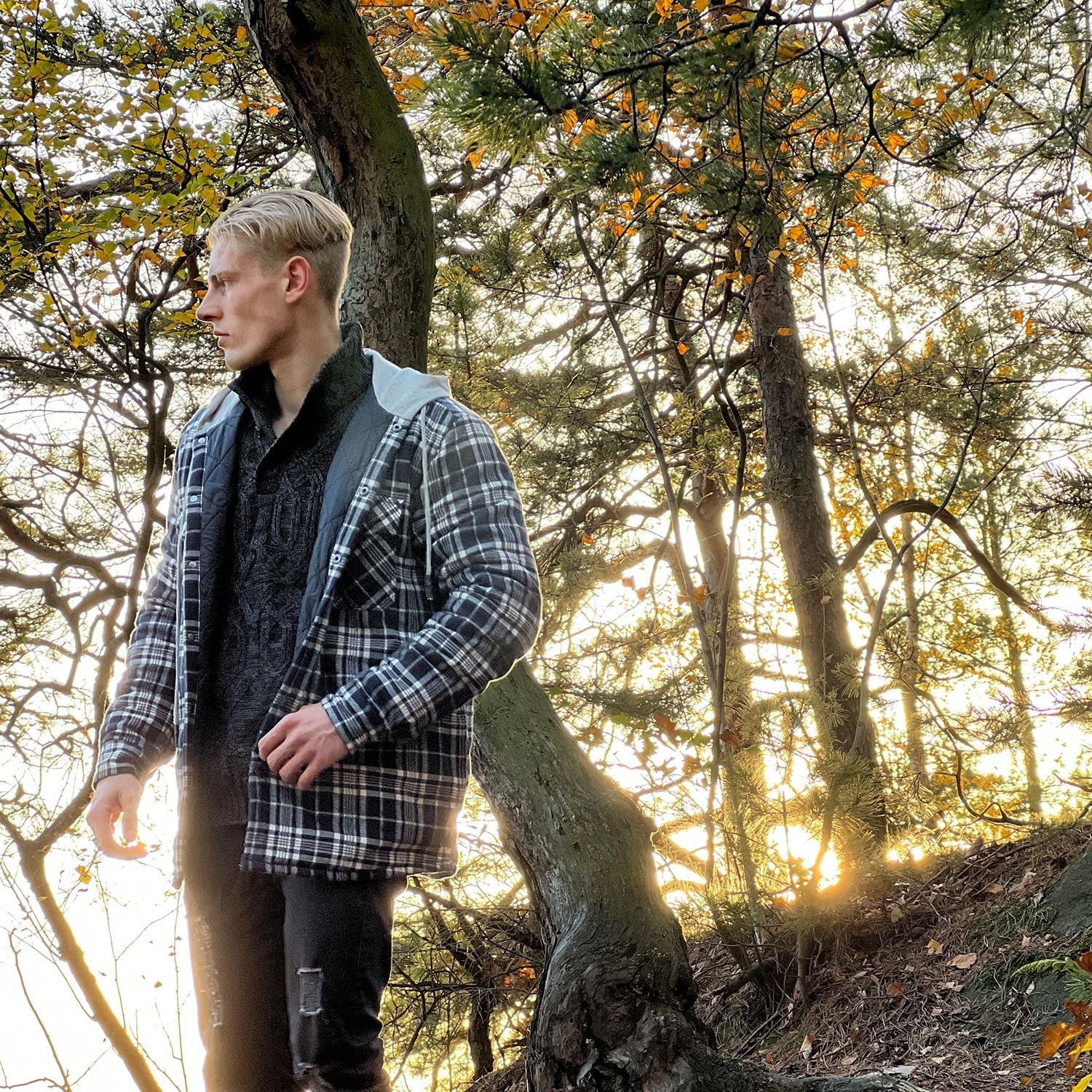 Men's Quilted Flannel Jacket with Hood – Warm & Casual