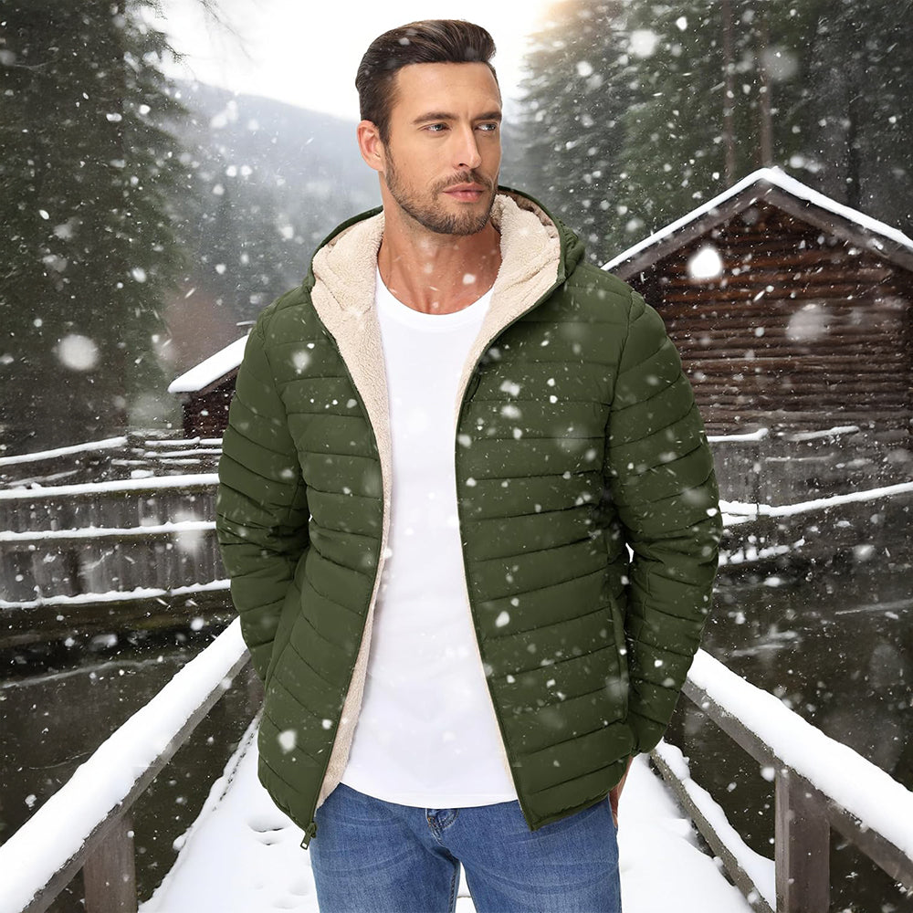 Men's Winter Puffer Jacket Hooded Water Resistant Coat