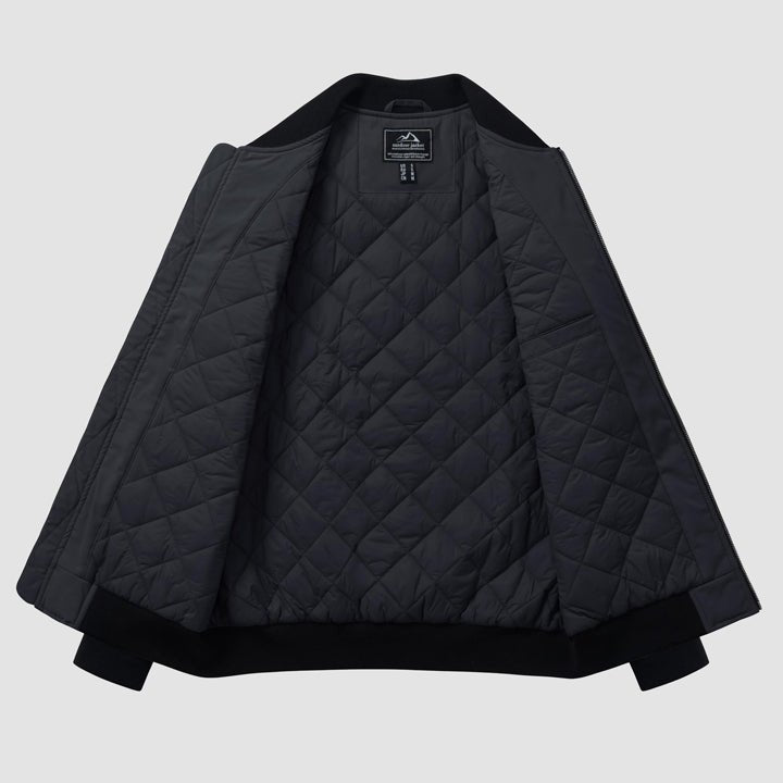 Men's Winter Bomber Jacket, Quilted & Windproof Zip-Up Coa
