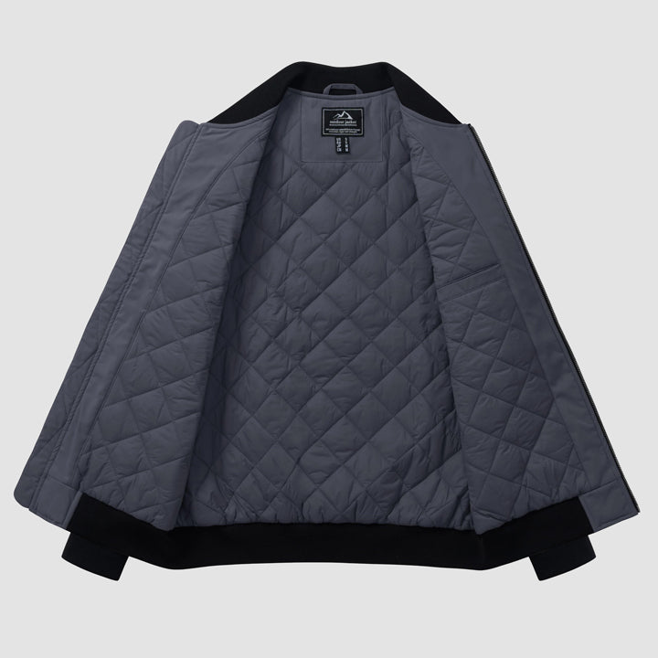 Men's Winter Bomber Jacket, Quilted & Windproof Zip-Up Coa