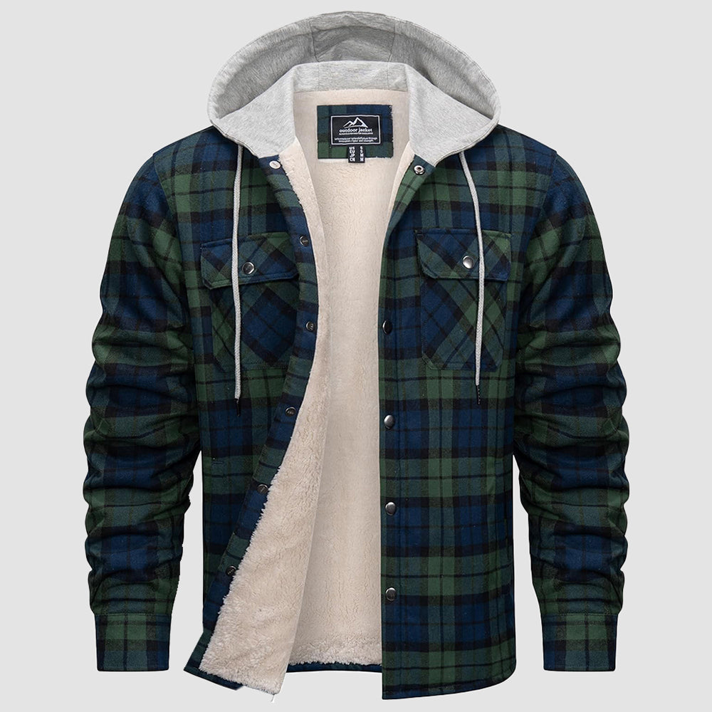 Men’s Sherpa-Lined Flannel Hoodies – Plaid Winter Jackets