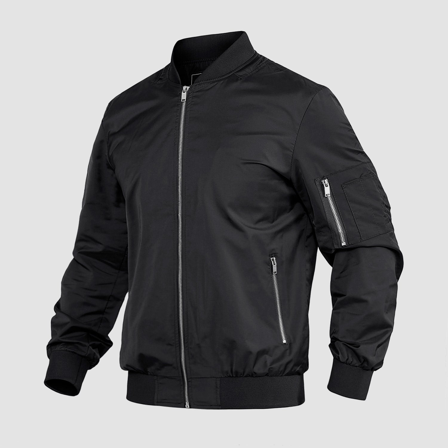 Men's Lightweight Zip-Up Bomber Jacket - Casual Windbreaker