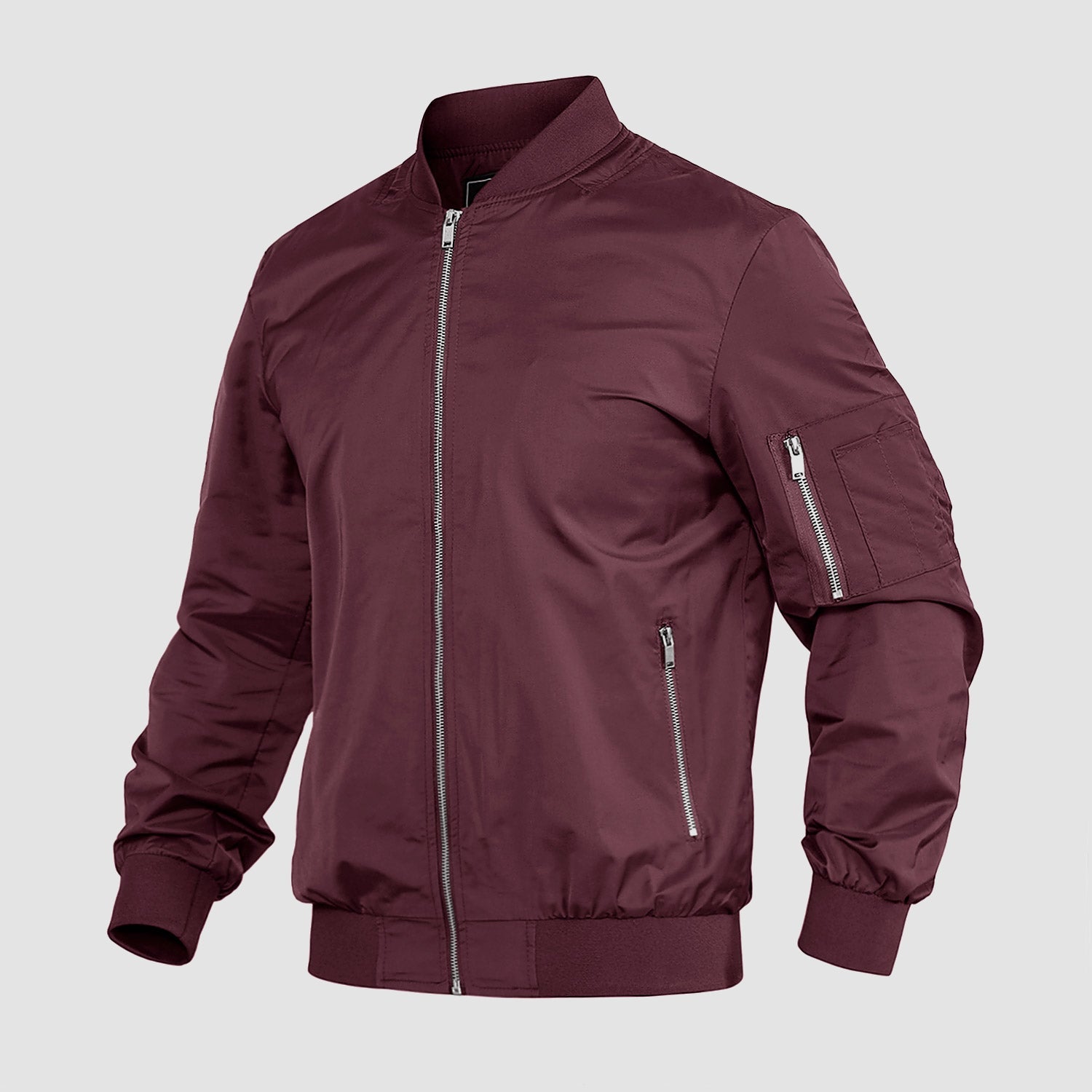 Men's Lightweight Zip-Up Bomber Jacket - Casual Windbreaker