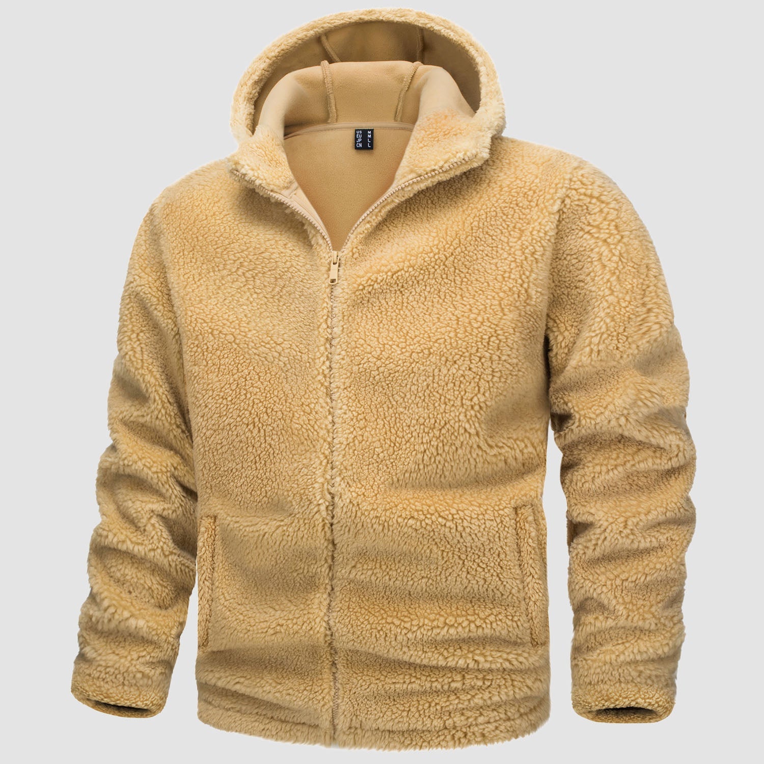 Men's Fleece Hoodie Sherpa Jacket Full Zip with 4 Pockets