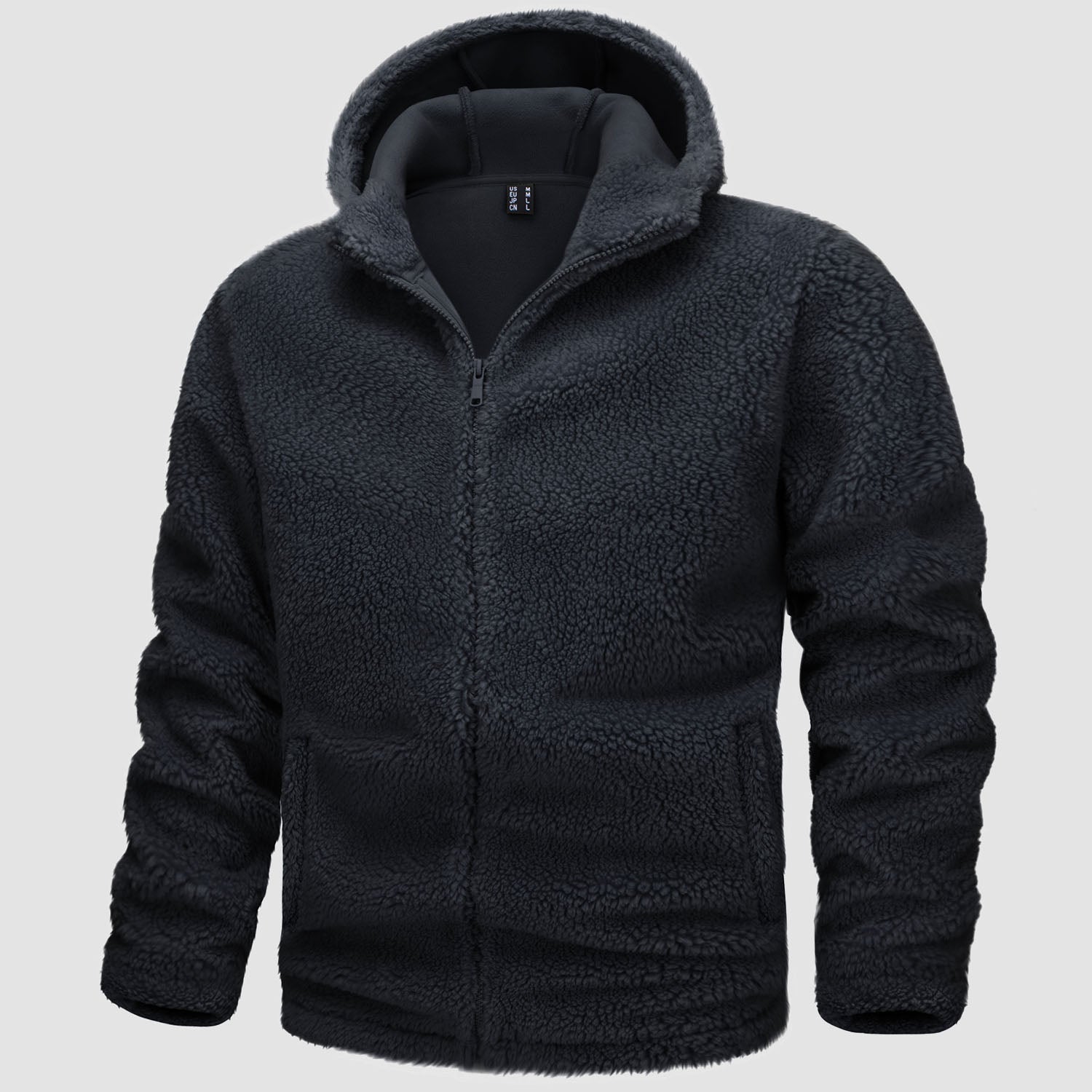 Men's Fleece Hoodie Sherpa Jacket Full Zip with 4 Pockets