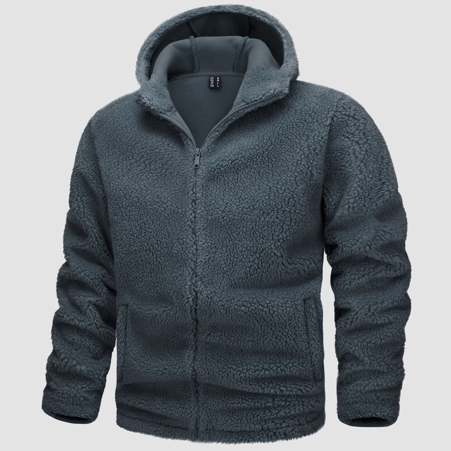 Men's Fleece Hoodie Sherpa Jacket Full Zip with 4 Pockets