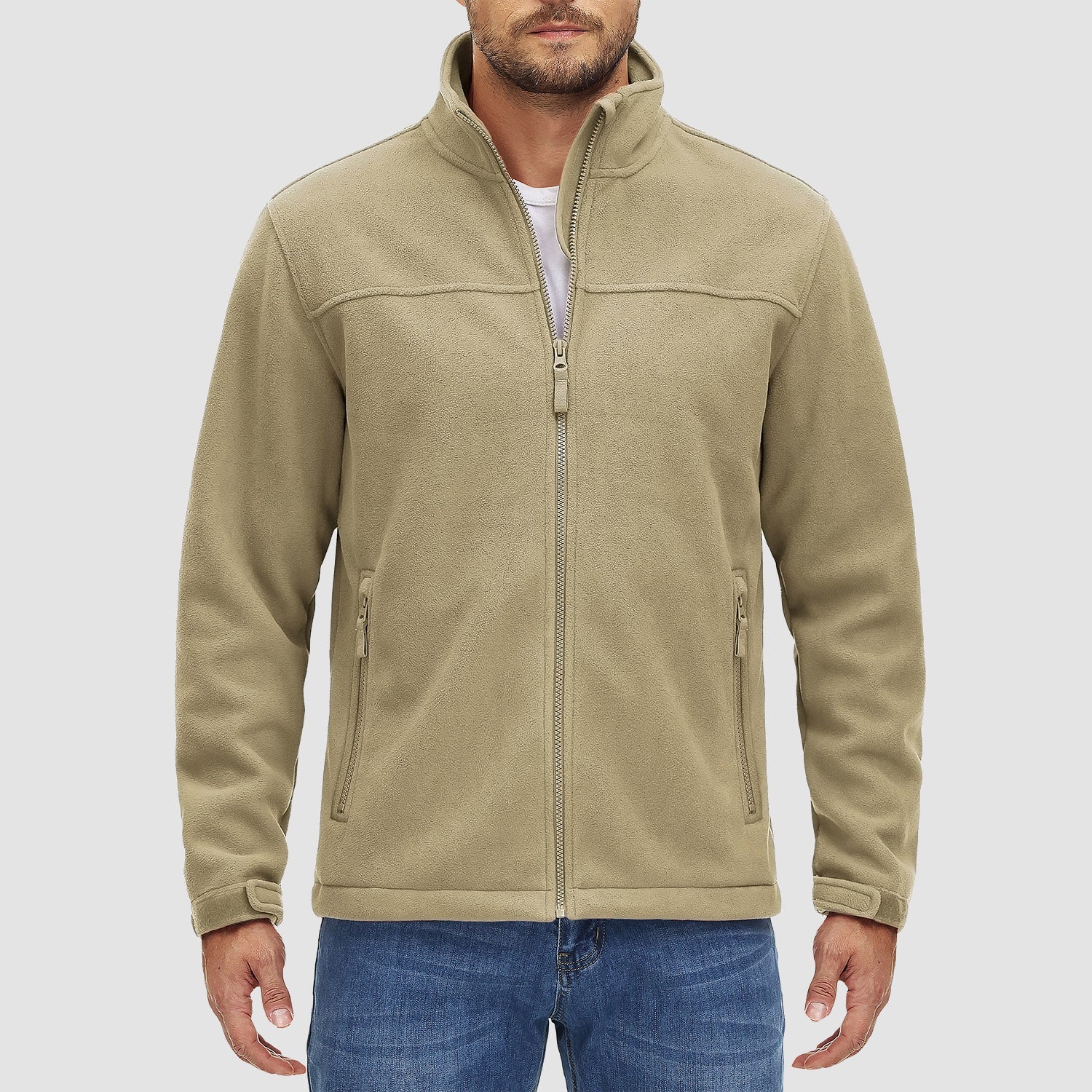 Men's Fleece Jacket Full Zip Lightweight Casual Jacket