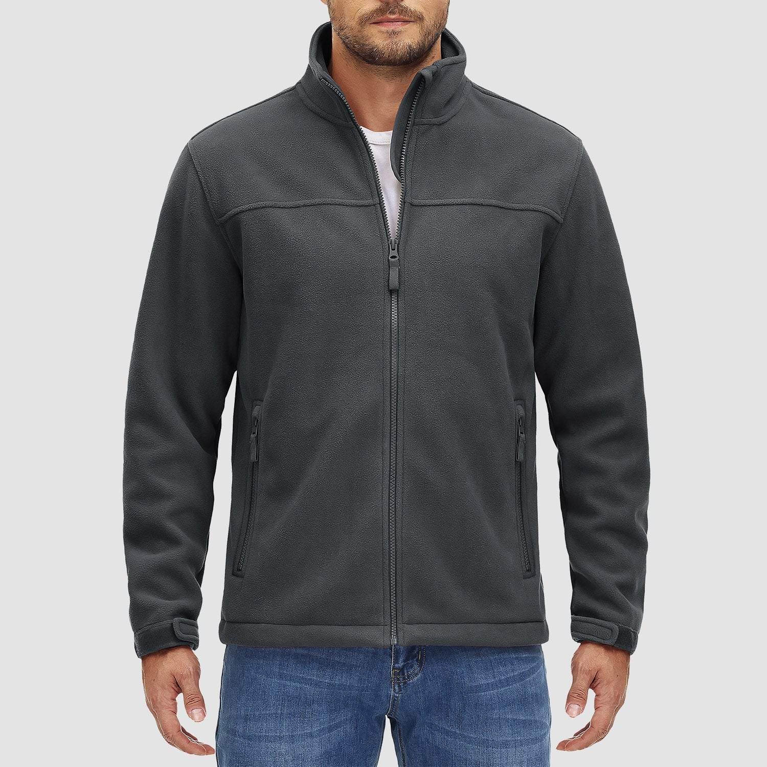 Men's Fleece Jacket Full Zip Lightweight Casual Jacket