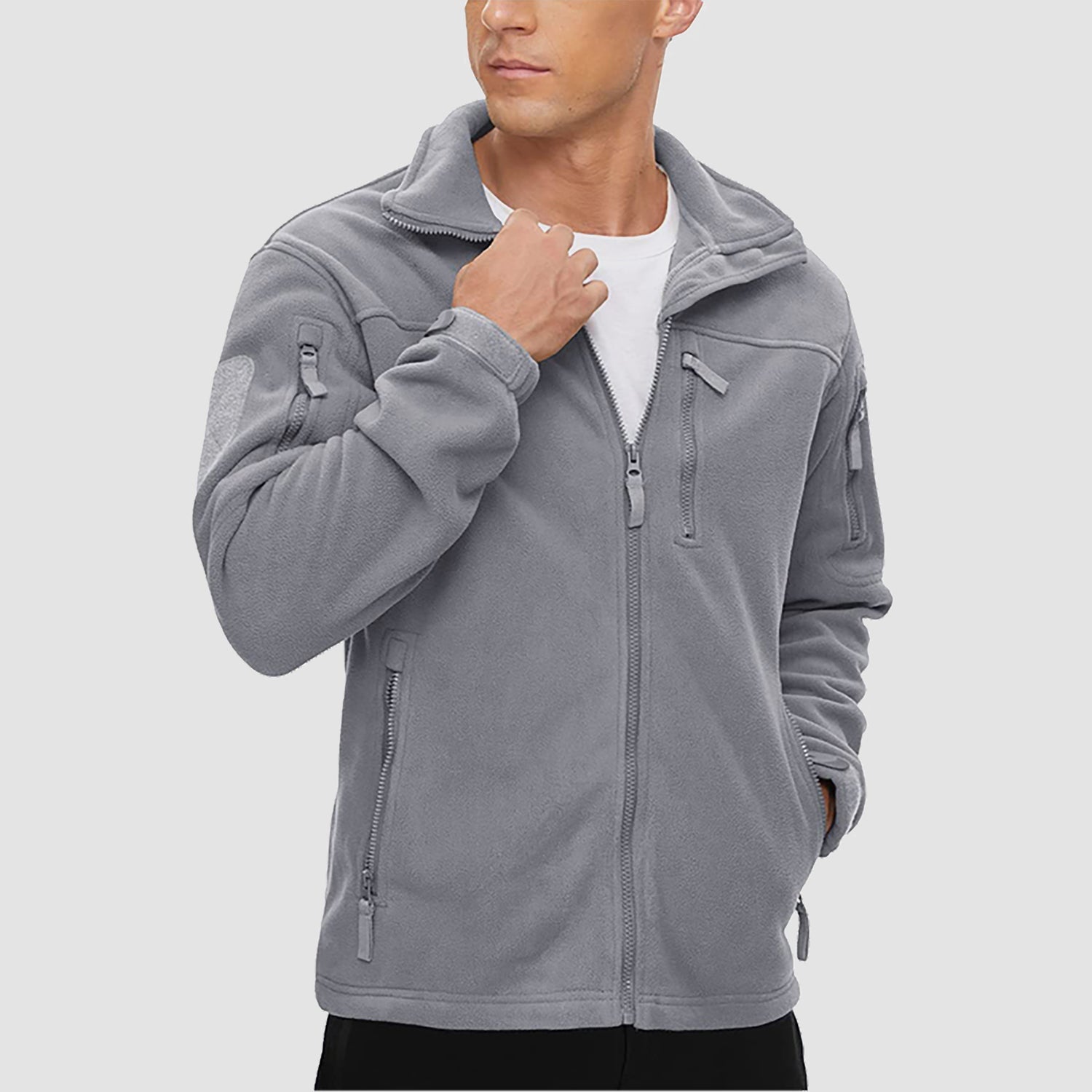 Men's Fleece Tactical Jacket Stand Collar Military Field Jackets