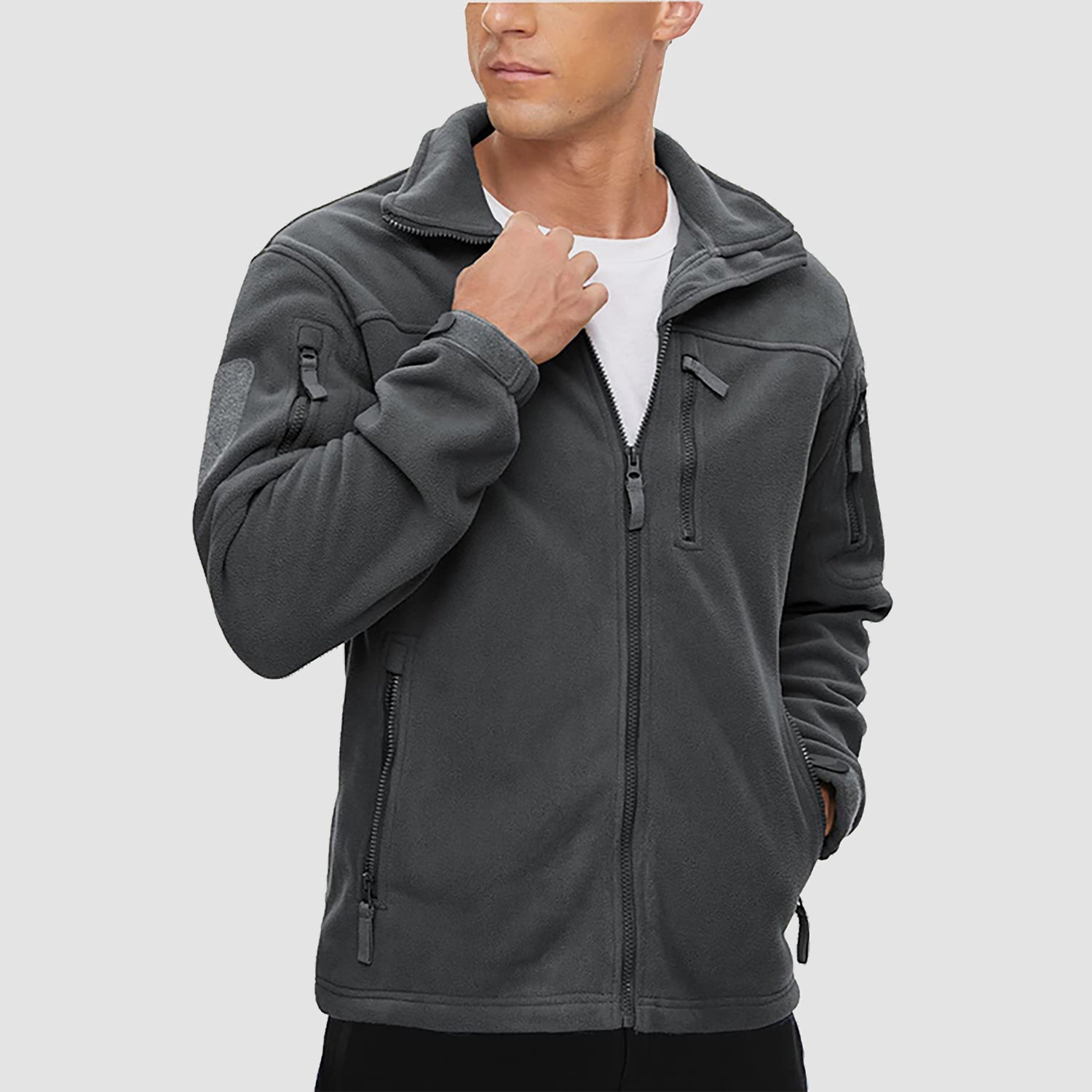 Men's Fleece Tactical Jacket Stand Collar Military Field Jackets