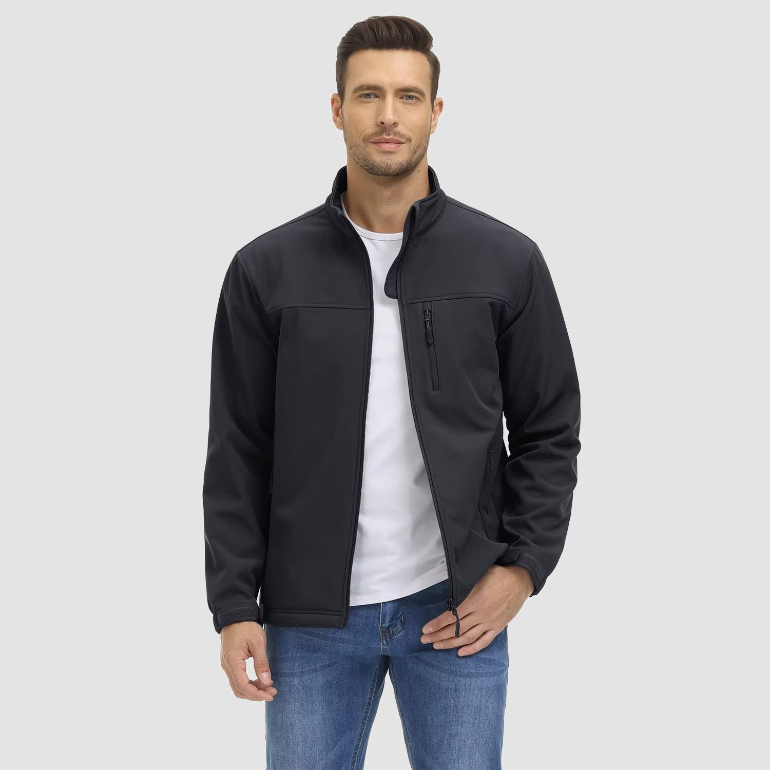 Men's Fleece Lined Jacket Lightweight Waterproof Jacket