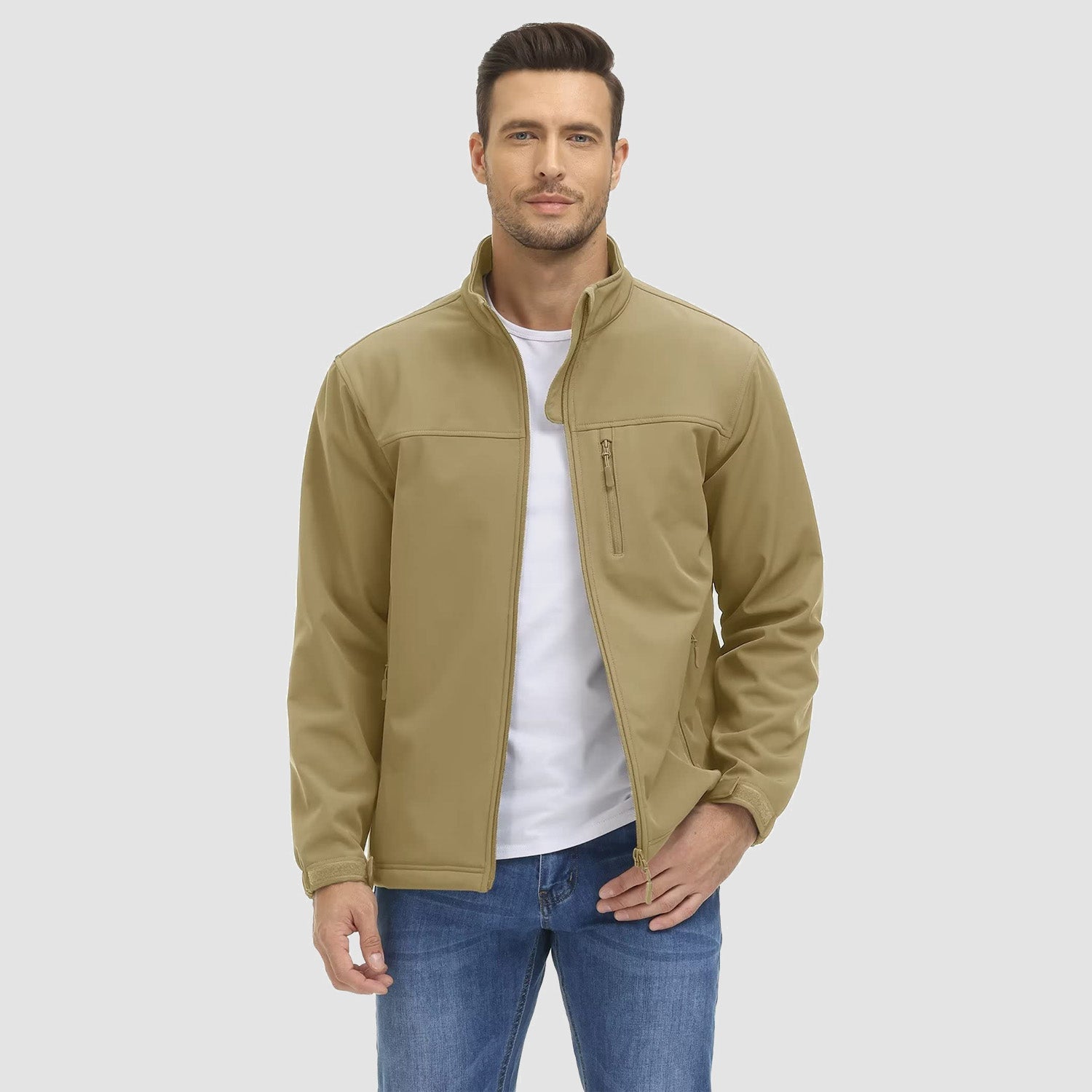 Men's Fleece Lined Jacket Lightweight Waterproof Jacket