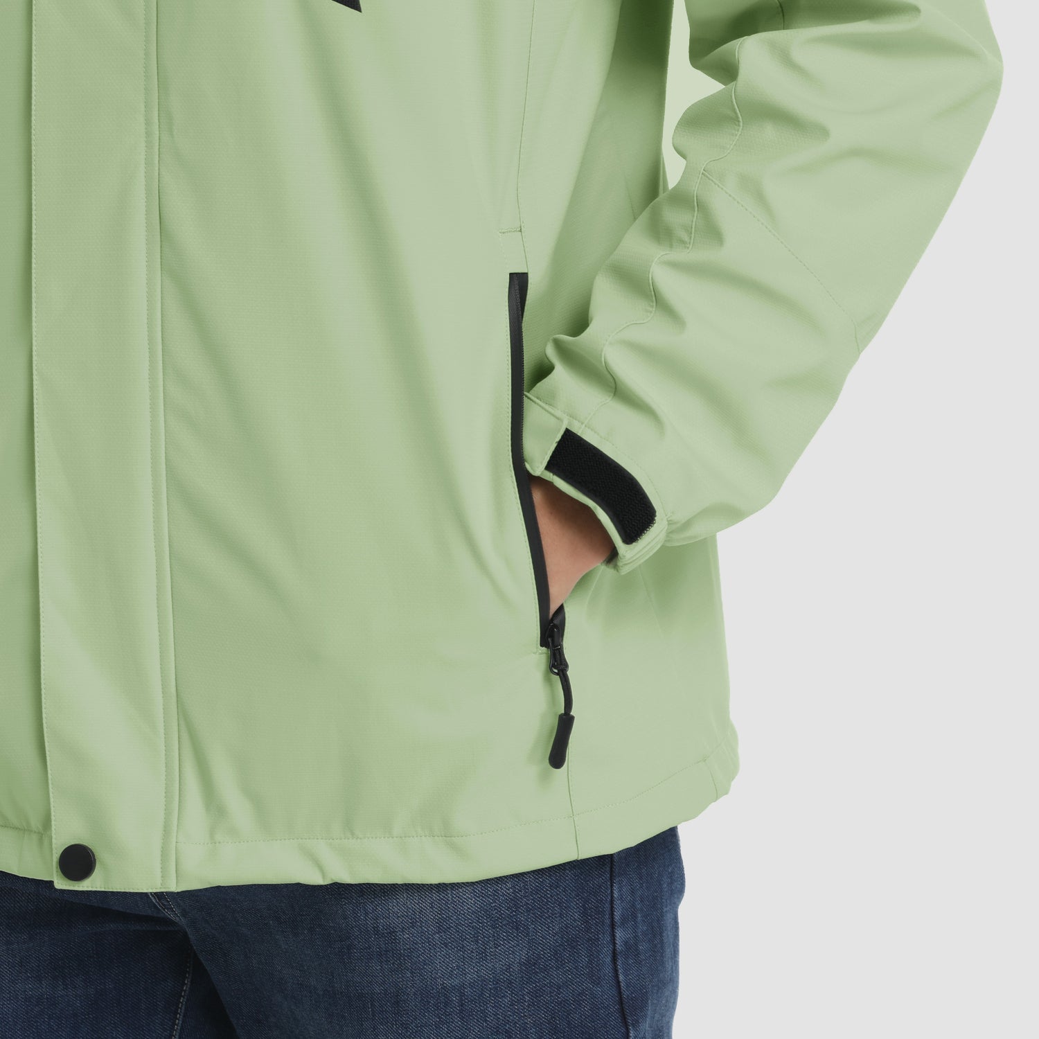 Men's Lightweight Rain Jacket with Detachable Hood for Hiking