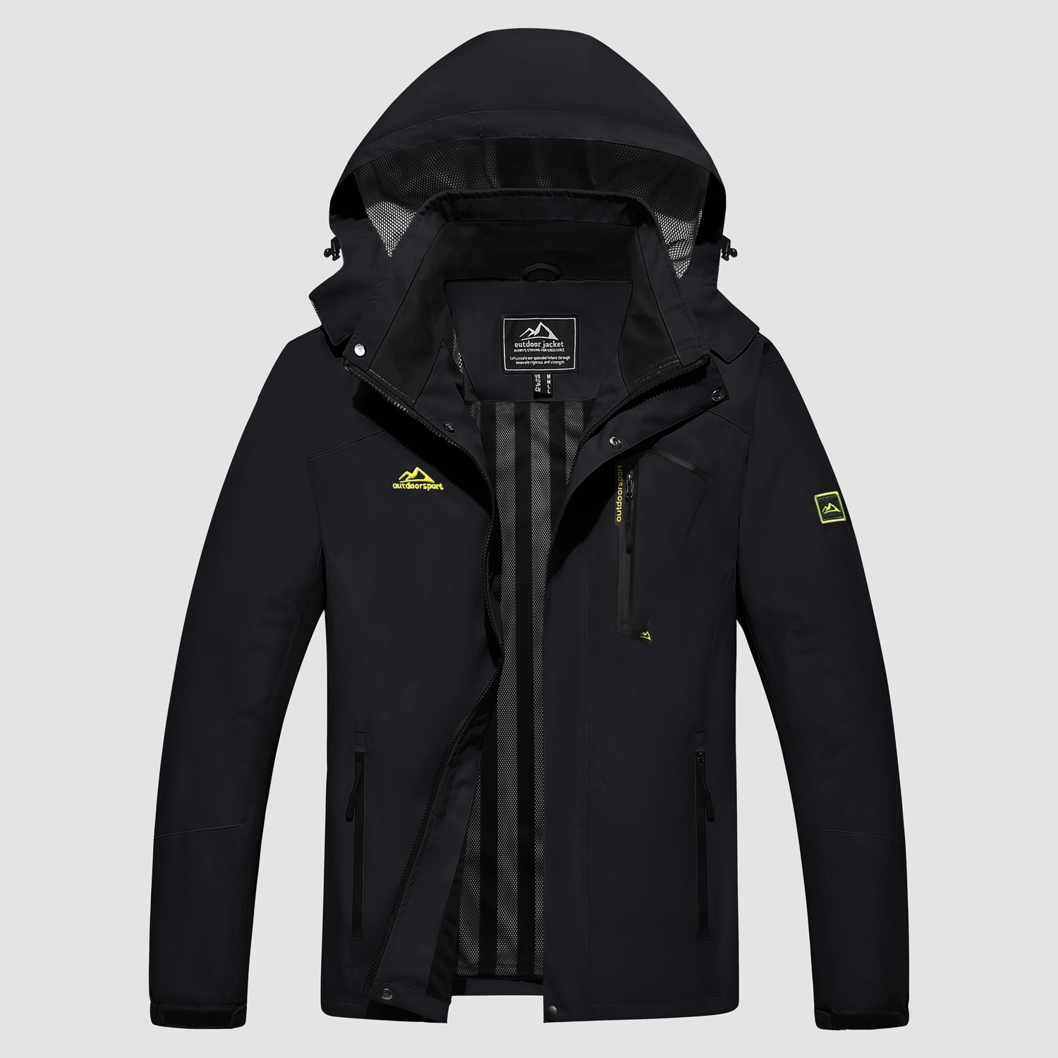 Men's Lightweight Rain Jacket with Detachable Hood for Hiking