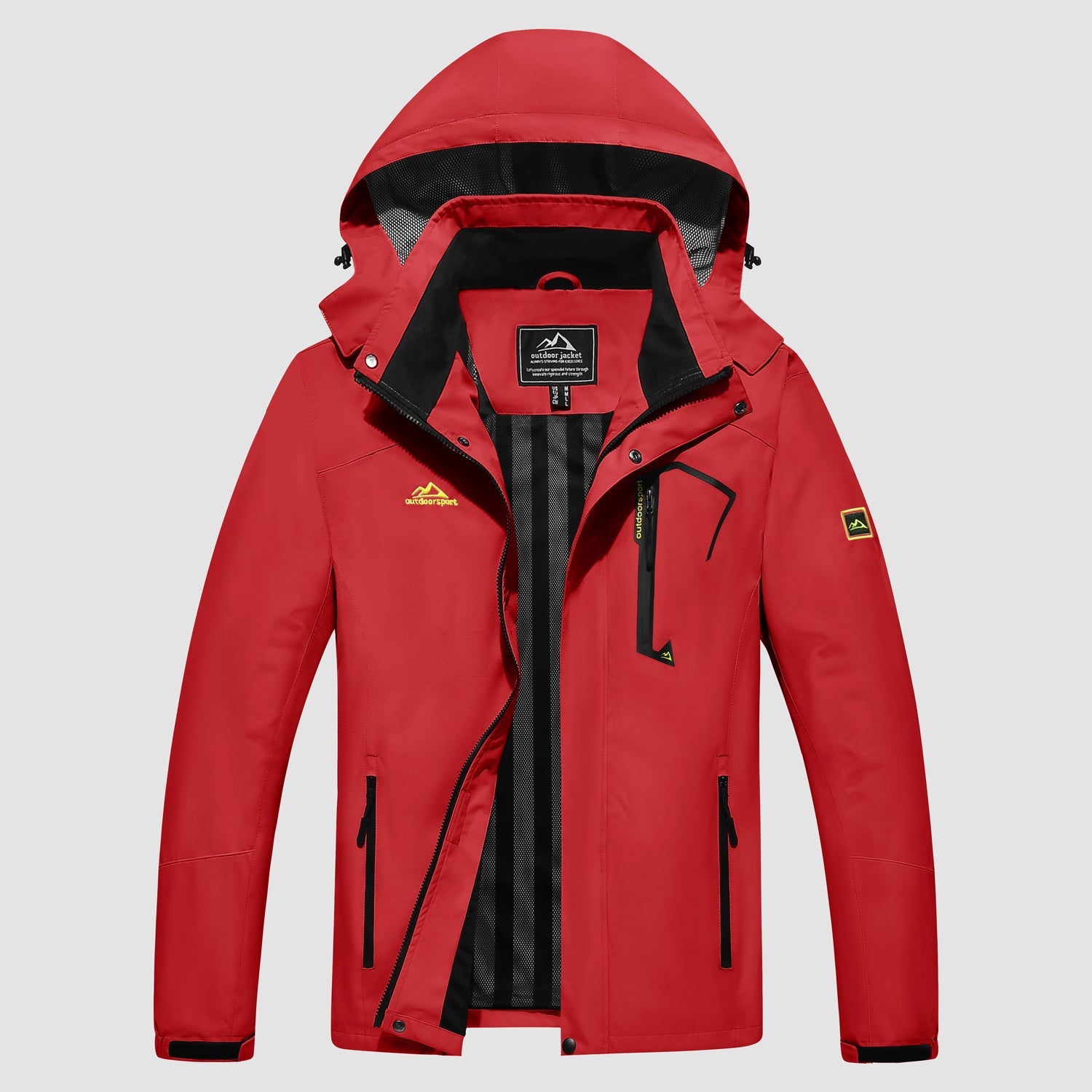 Men's Lightweight Rain Jacket with Detachable Hood for Hiking