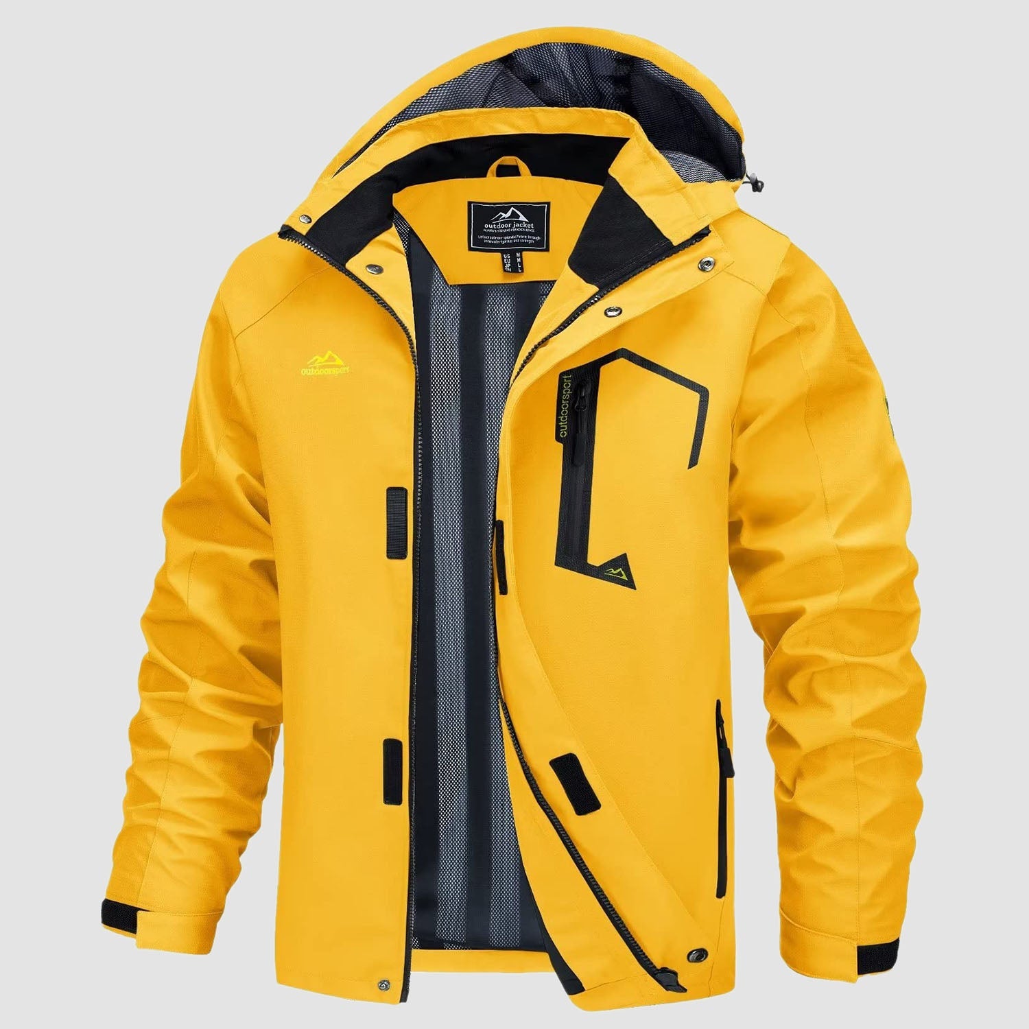 Men's Lightweight Rain Jacket with Detachable Hood for Hiking