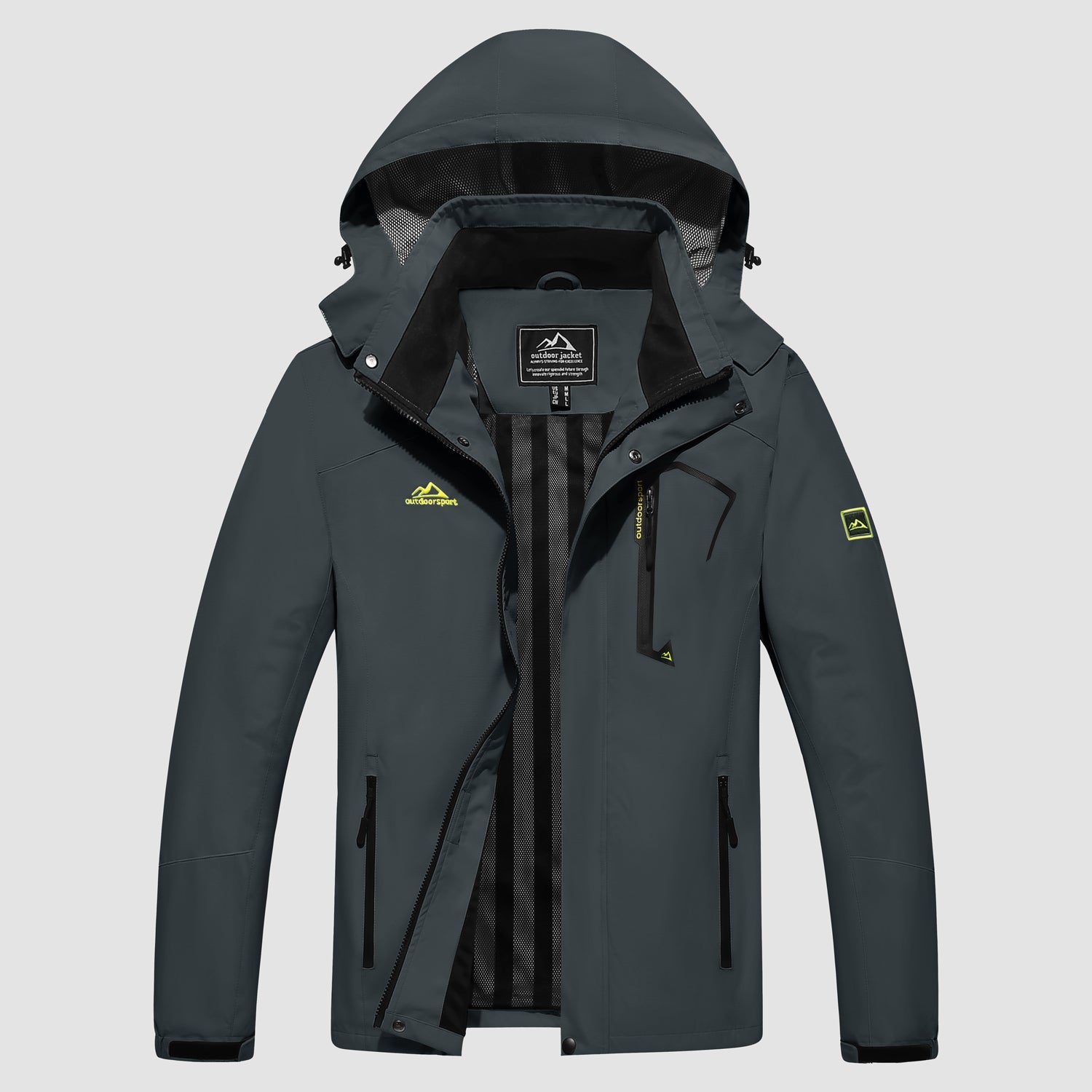 Men's Lightweight Rain Jacket with Detachable Hood for Hiking