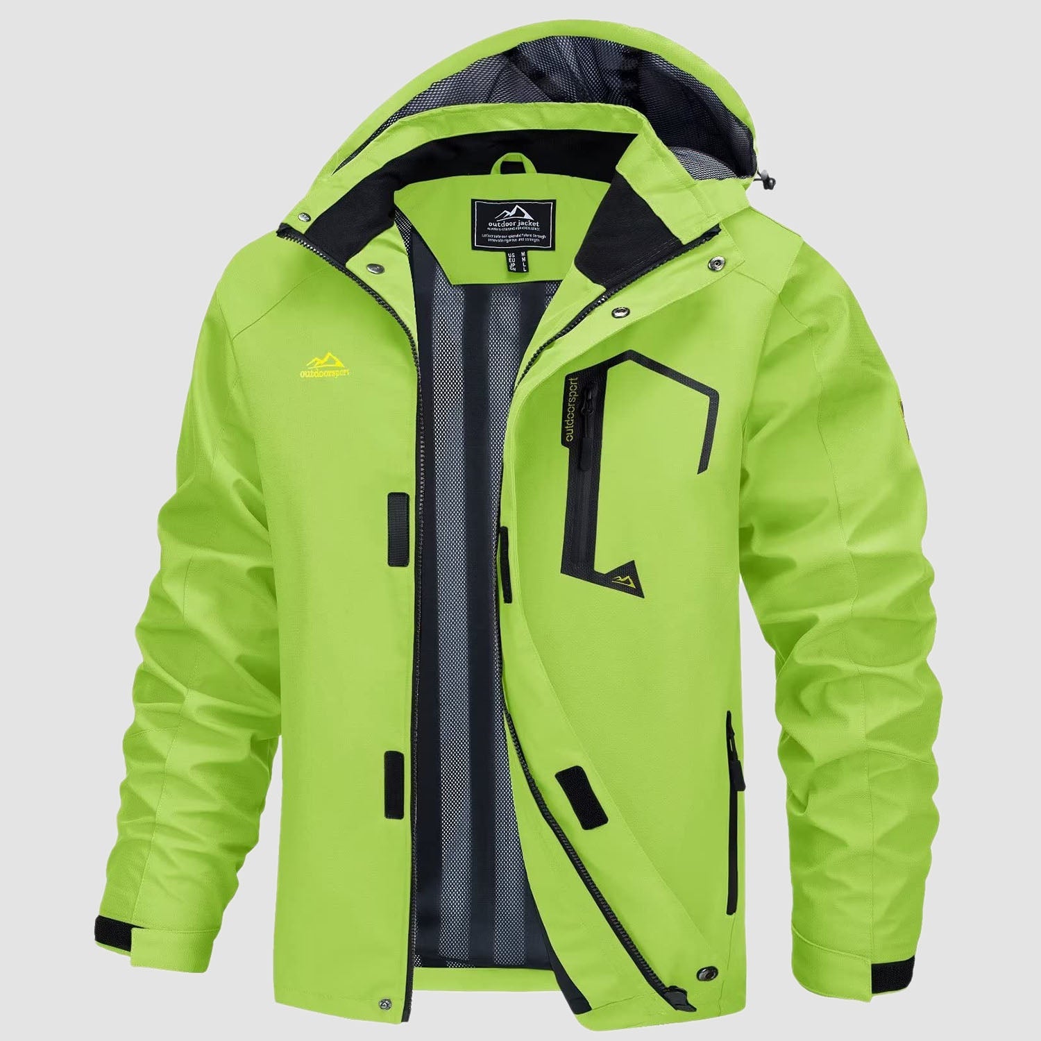Men's Lightweight Rain Jacket with Detachable Hood for Hiking