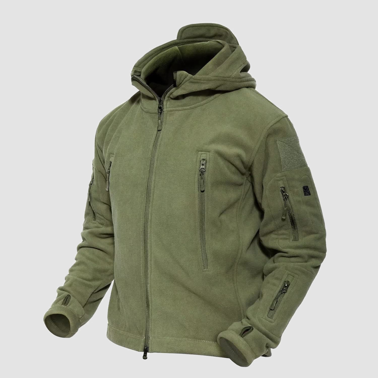Men's Military Tactical Hooded Jacket with 6 Zip-Pockets