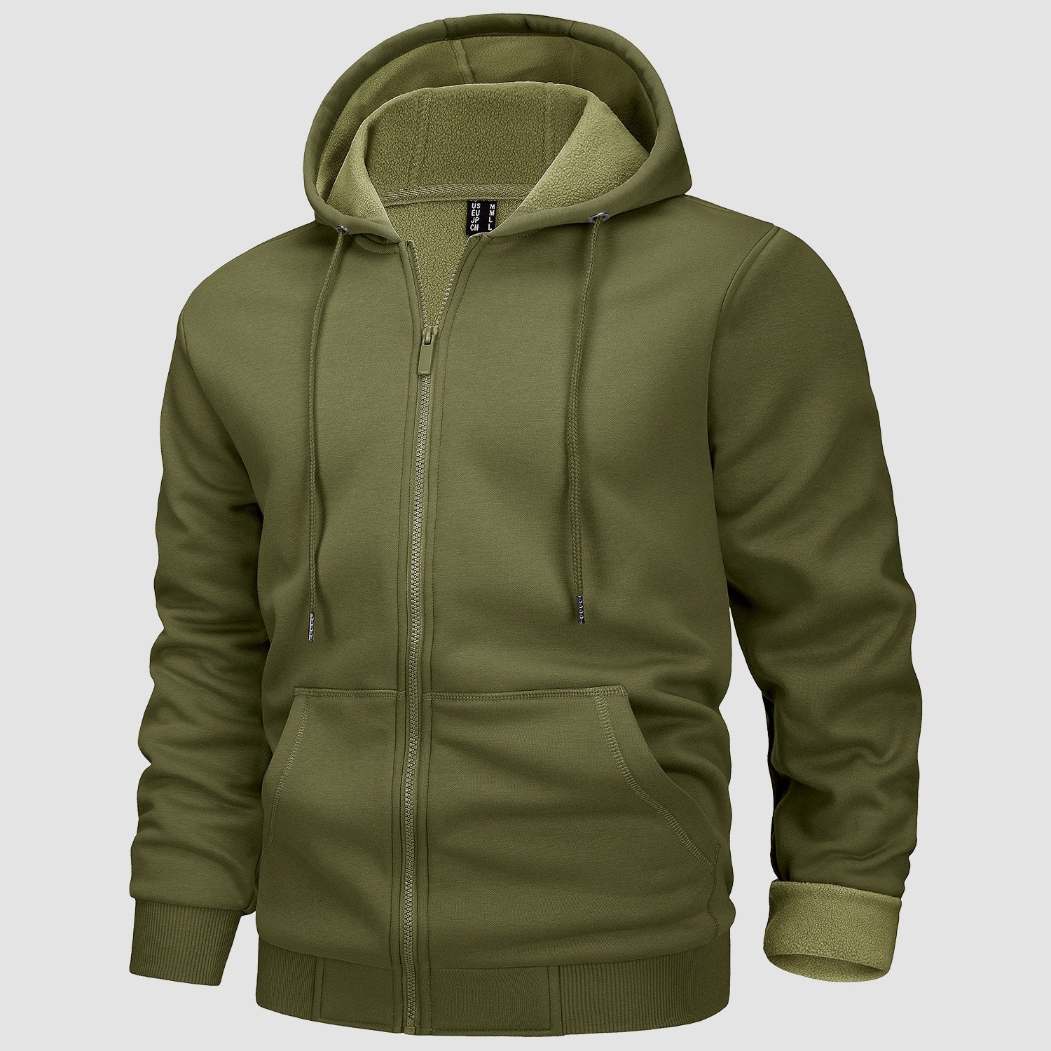 Men's Fleece Hoodie Bomber Jacket - Zip Up Sweatshirt