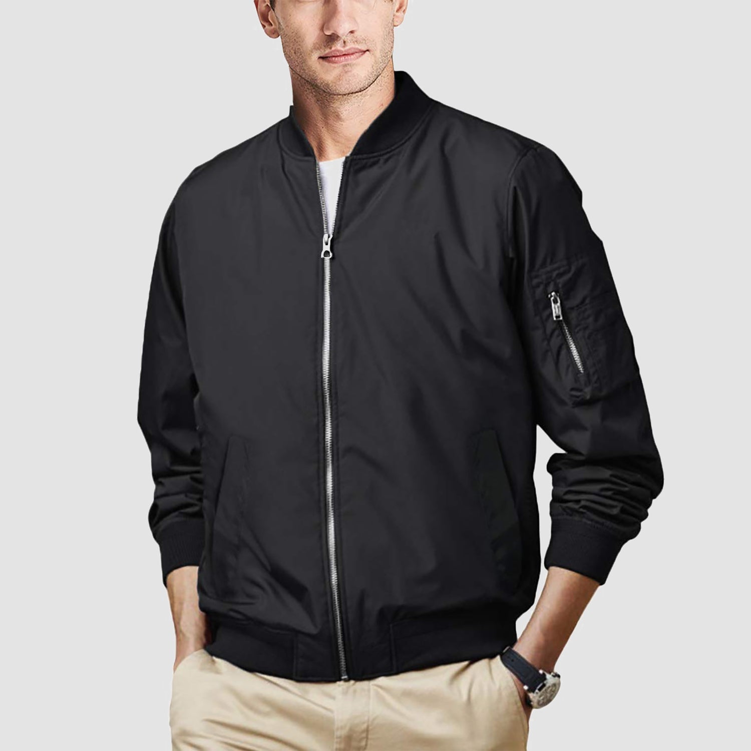 Men's Bomber Jacket Lightweight Windproof Casual Jacket