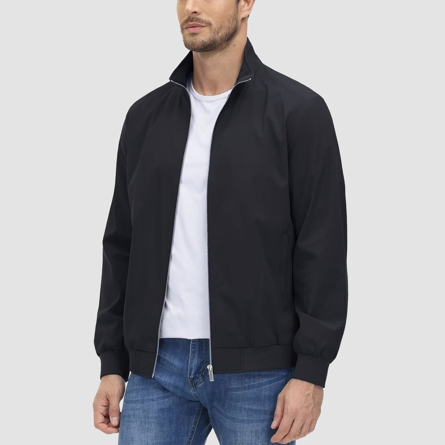 Men's Jacket Stand Collar Lightweight Windproof Outwear