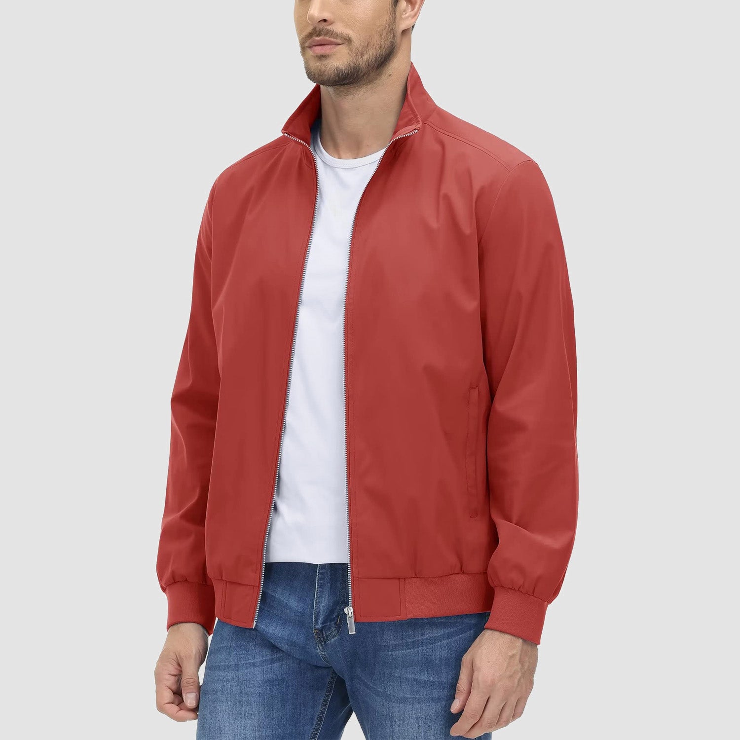 Men's Jacket Stand Collar Lightweight Windproof Outwear