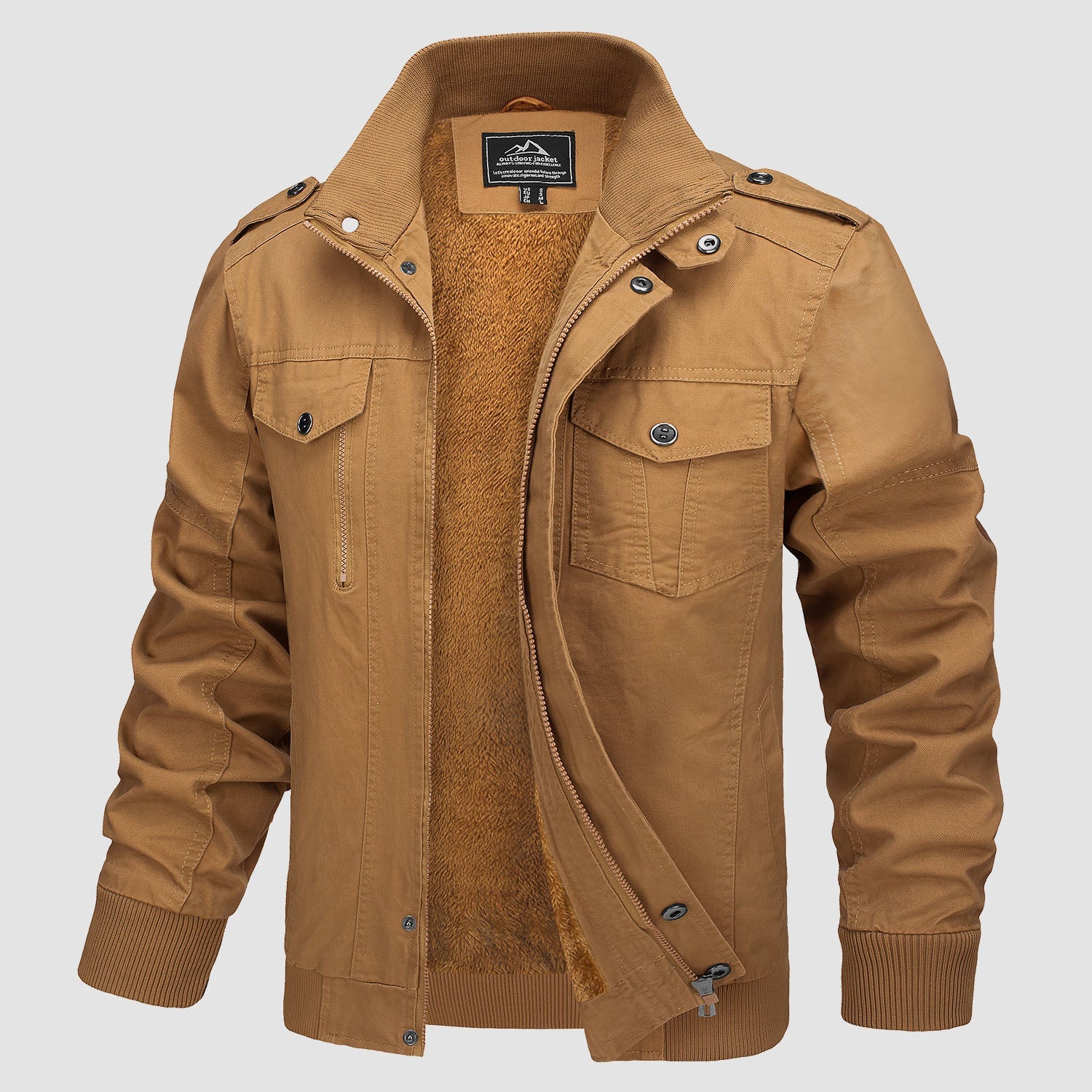 Men's Cotton Military Bomber Lightweight Zip-Up Jacket