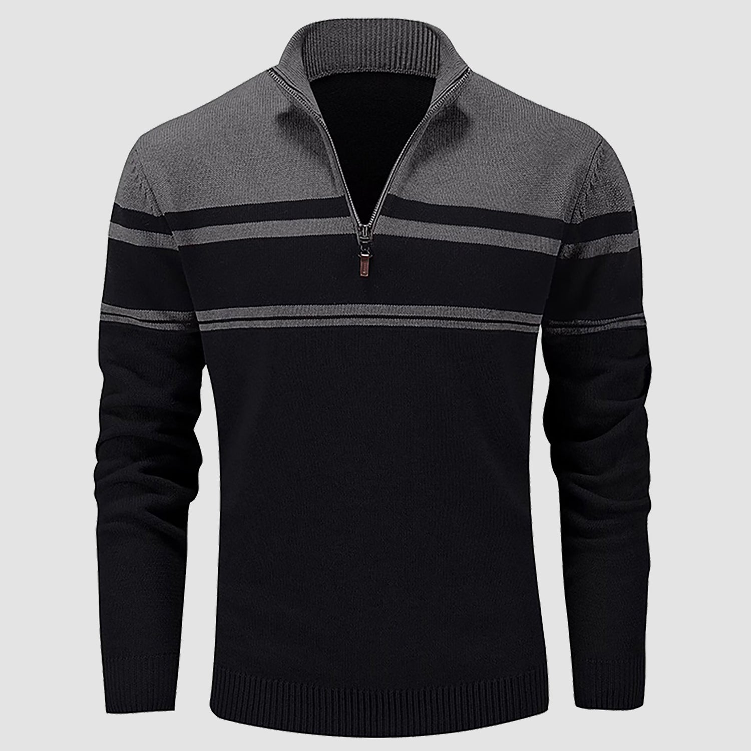 Men's Half Zipper Pullover Sweater Slim Fit Knitted Sweatshirt