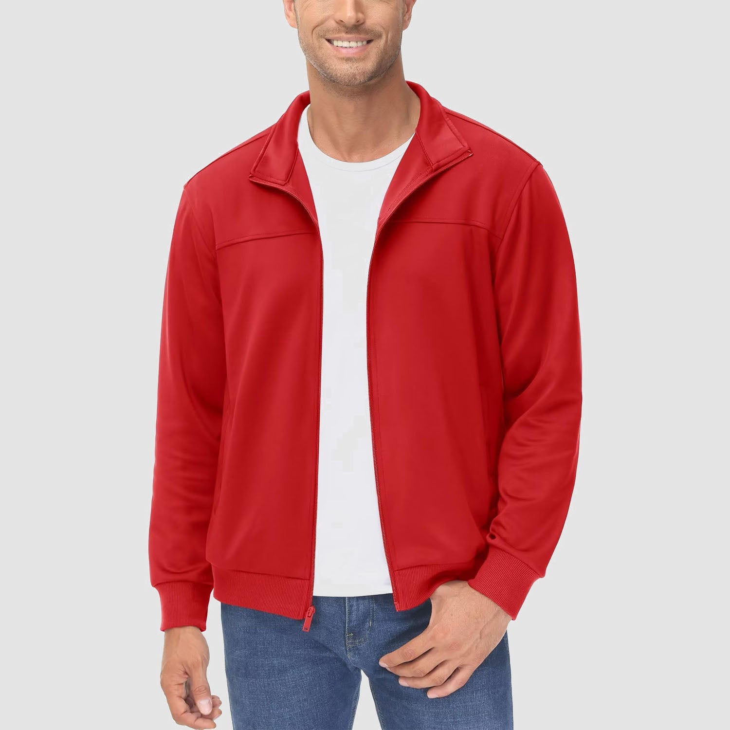 Men's Lightweight Full-Zip Track Jacket with Pockets
