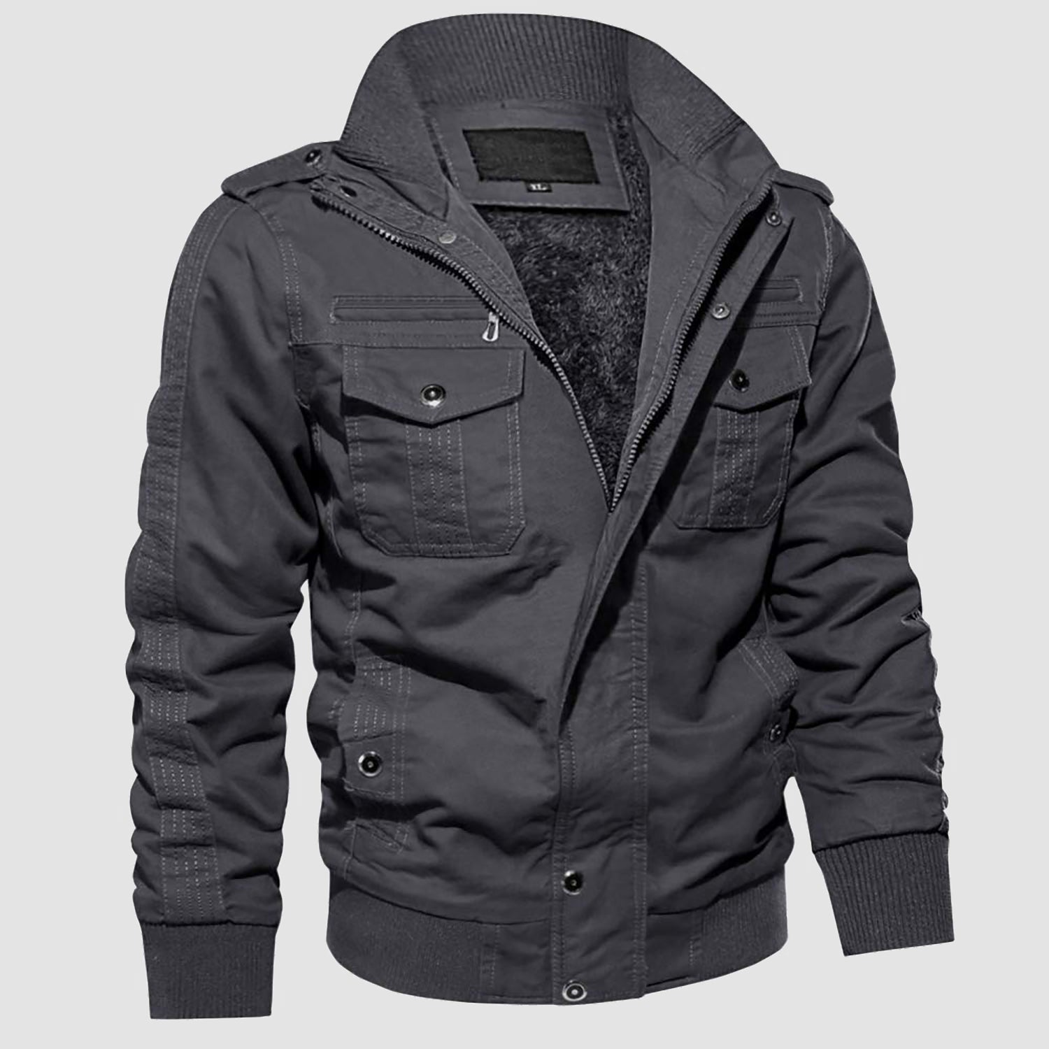 Men's Winter Military Cargo Jacket - Fleece Tactical Coat