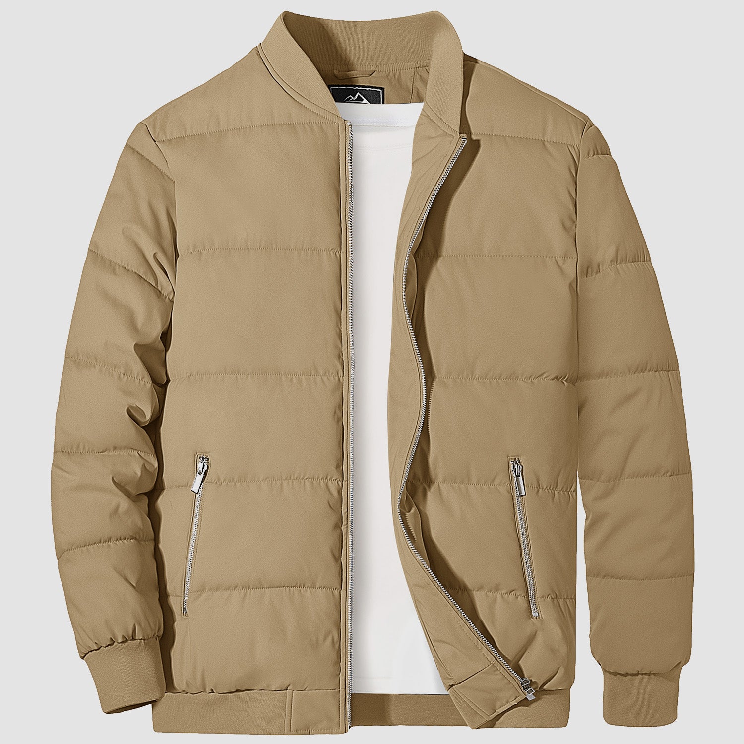 Men's Quilted Bomber Puffer Jacket - Warm Windproof Outwear