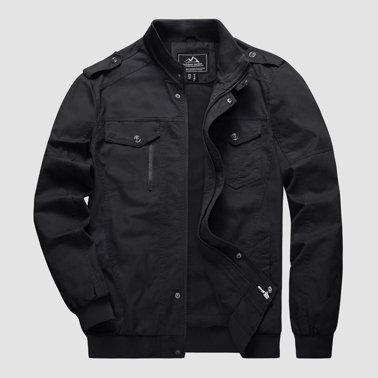 Men's Lightweight Cotton Cargo Jacket with Zip Pockets