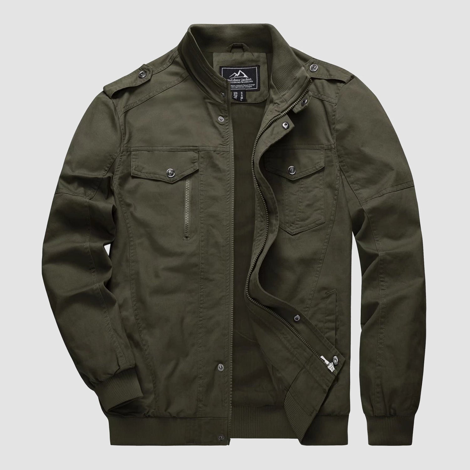 Men's Lightweight Cotton Cargo Jacket with Zip Pockets