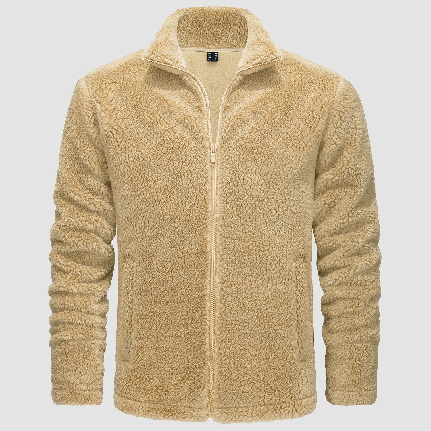 Men's Fluffy Sherpa Fleece Jacket Full Zip Casual Winter Outwear