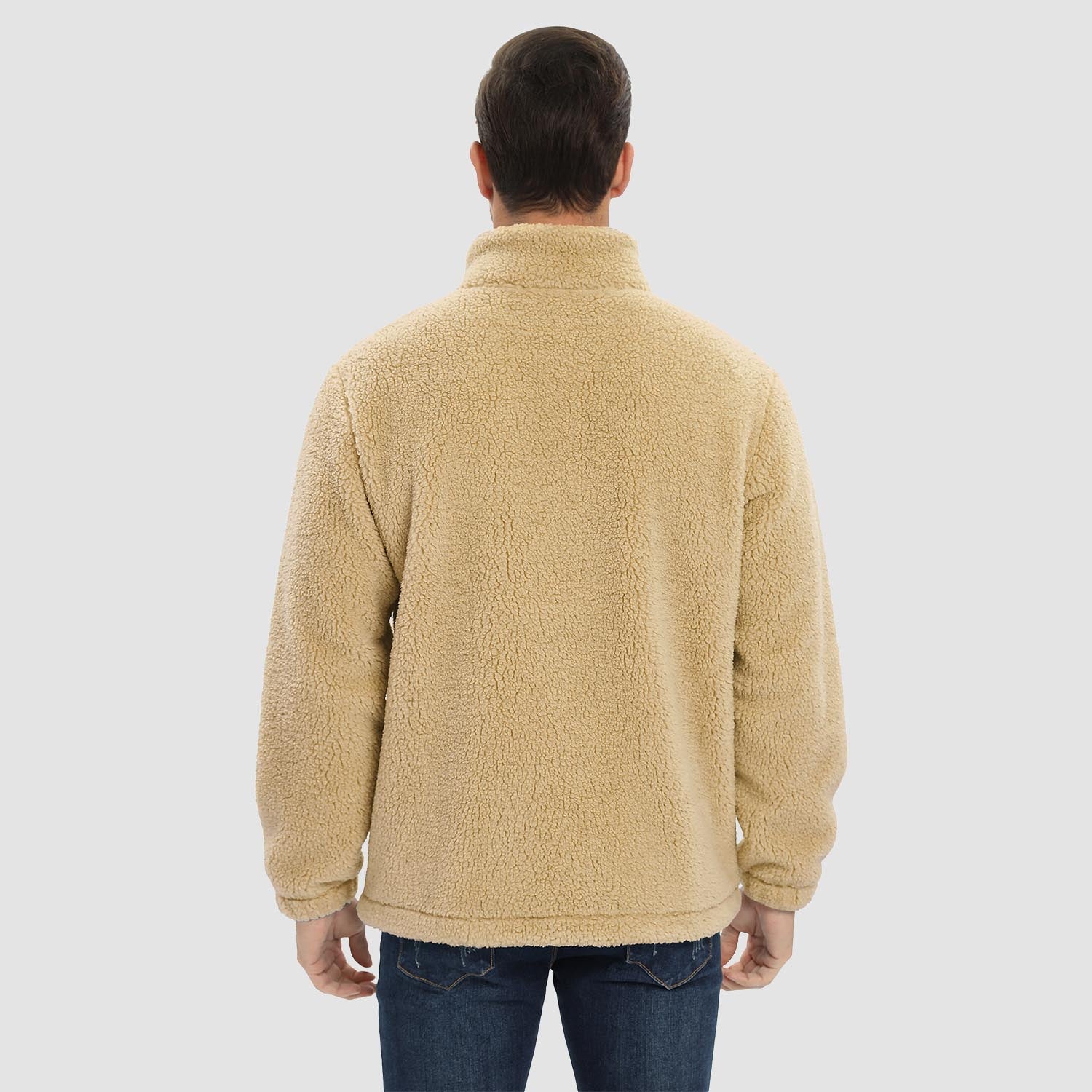 Men's Fluffy Sherpa Fleece Jacket Full Zip Casual Winter Outwear