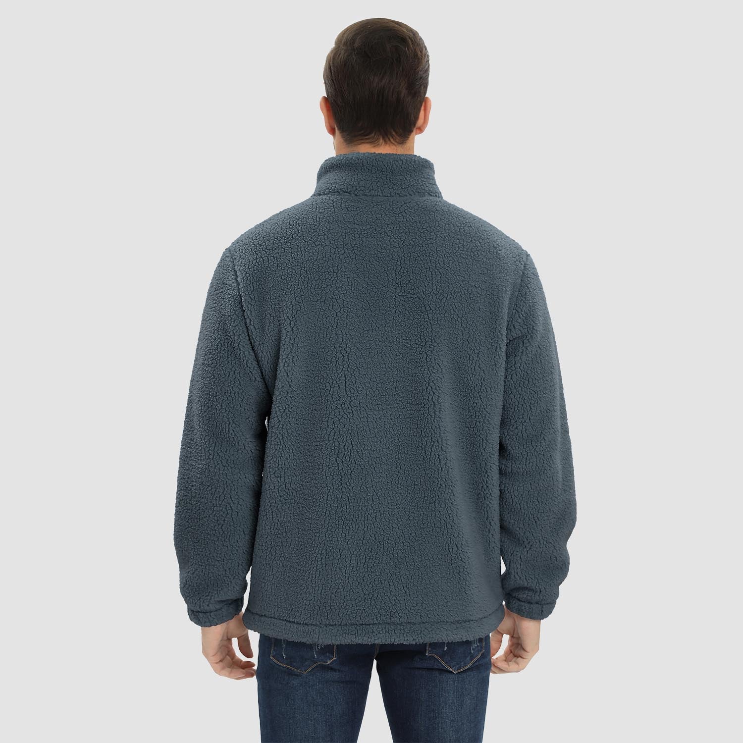 Men's Fluffy Sherpa Fleece Jacket Full Zip Casual Winter Outwear