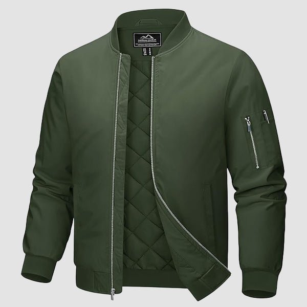 Men's Bomber Jacket, Quilted & Windproof with Pockets