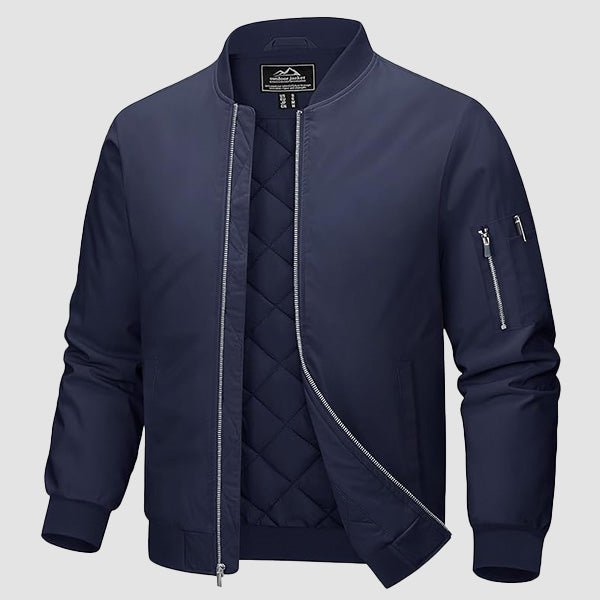 Men's Bomber Jacket, Quilted & Windproof with Pockets