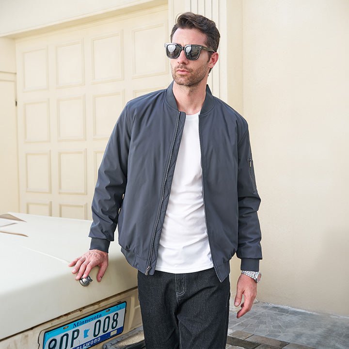 Men's Bomber Jacket, Quilted & Windproof with Pockets