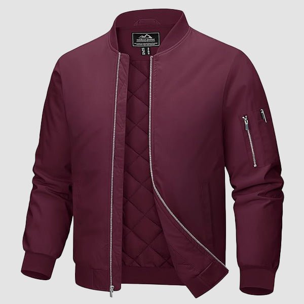 Men's Bomber Jacket, Quilted & Windproof with Pockets