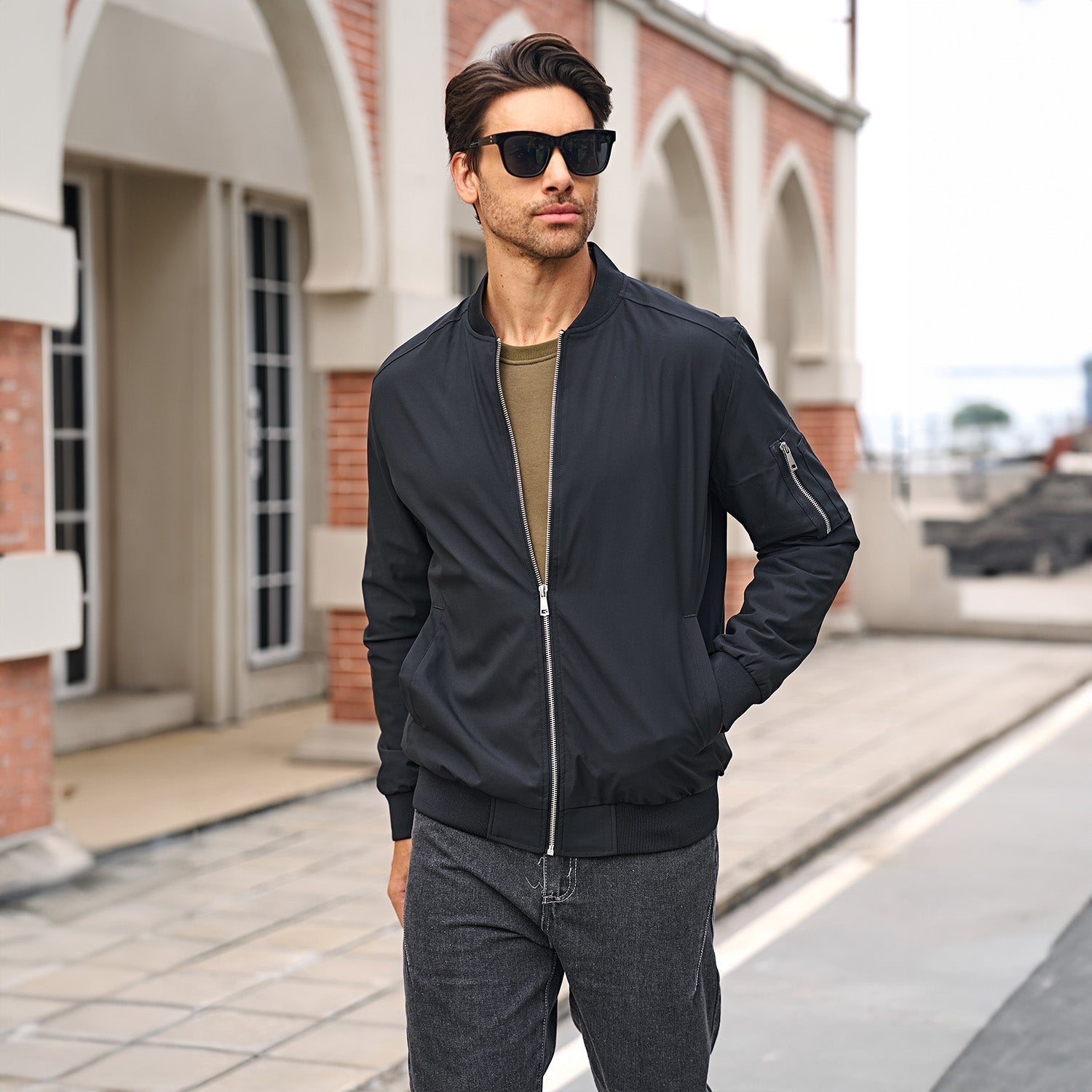 Men's Bomber Jacket Lightweight Windproof Casual Jacket