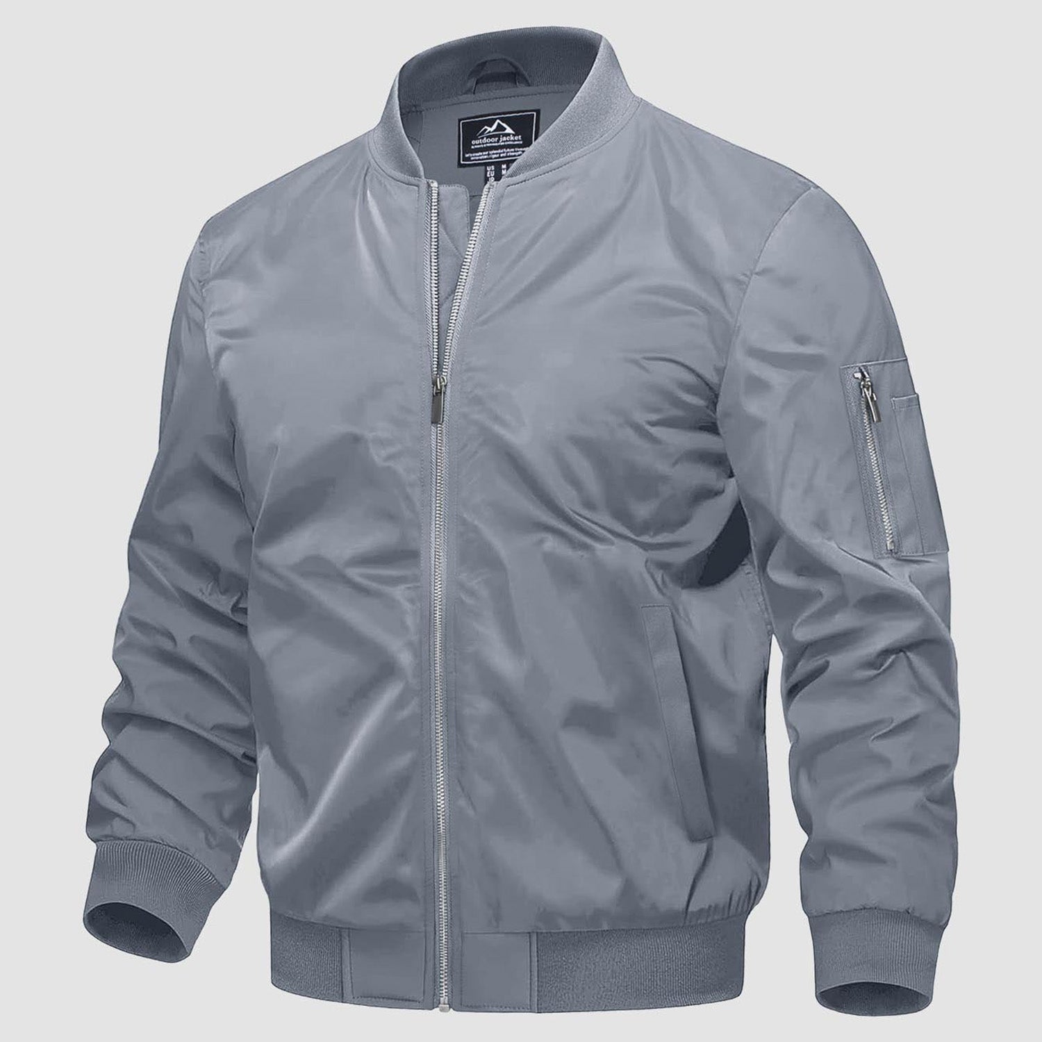 Men's Bomber Jacket, Quilted & Windproof with Pockets