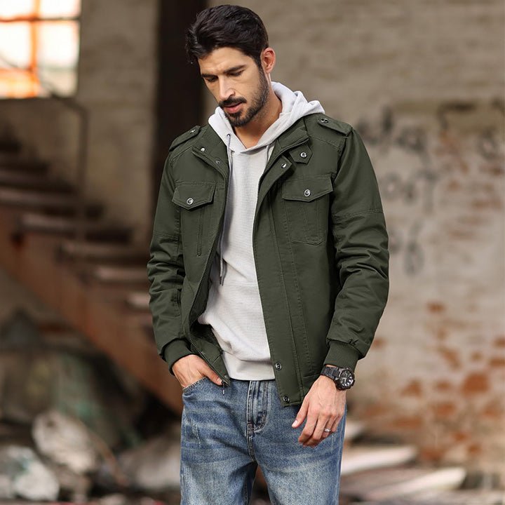 Men's Cotton Military Bomber Lightweight Zip-Up Jacket
