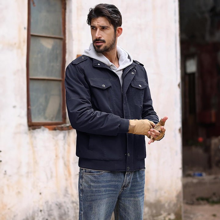 Men's Cotton Military Bomber Lightweight Zip-Up Jacket