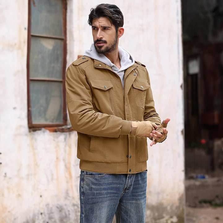 Men's Cotton Military Bomber Lightweight Zip-Up Jacket