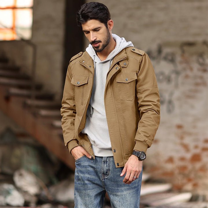 Men's Cotton Military Bomber Lightweight Zip-Up Jacket
