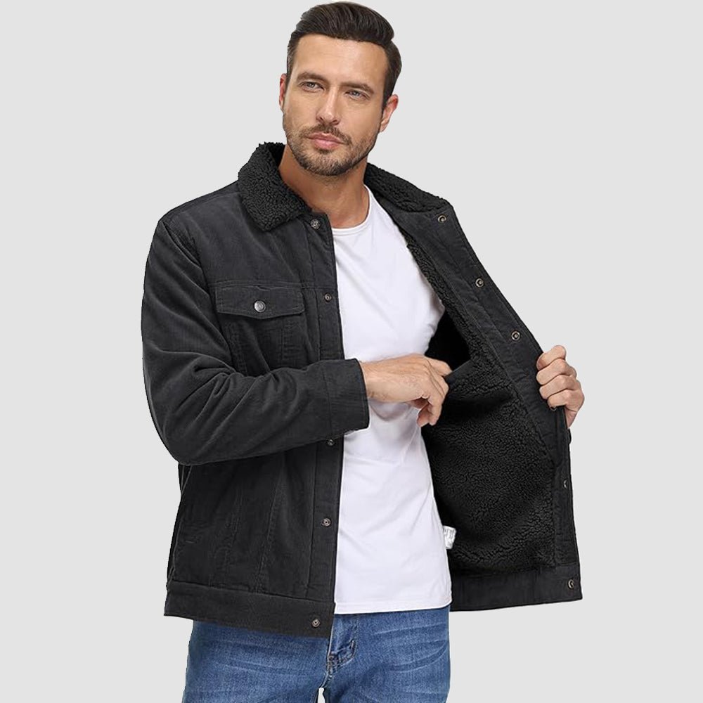 Men's Corduroy Jacket - Sherpa-Lined Winter Coat