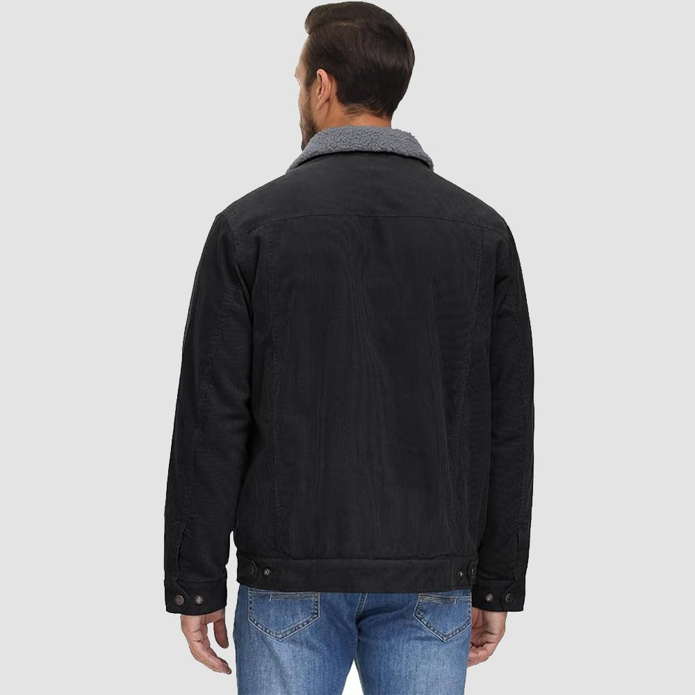 Men's Corduroy Jacket - Sherpa-Lined Winter Coat